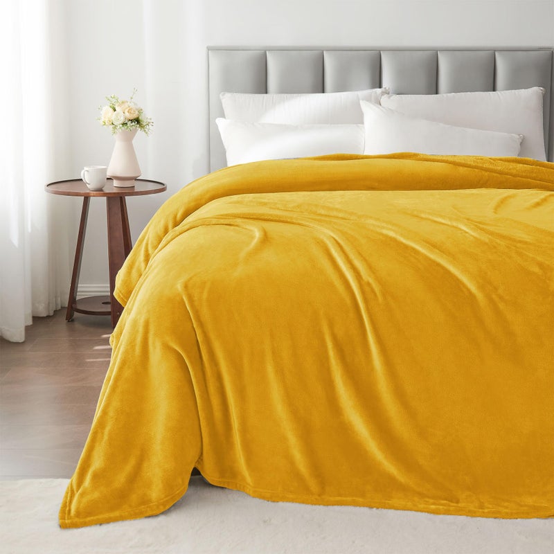 BEDELITE Fleece Blanket Yellow Throw Blanket for Couch & Bed, Luxury Plush Cozy Fuzzy Blanket 50" x 60", Super Soft Warm Lightweight Throw Blanket for Travel Camping - Image 5